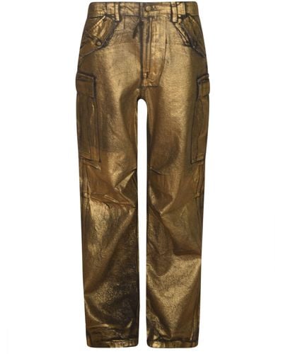 R13 Cargo Buttoned Belted Pants - Natural