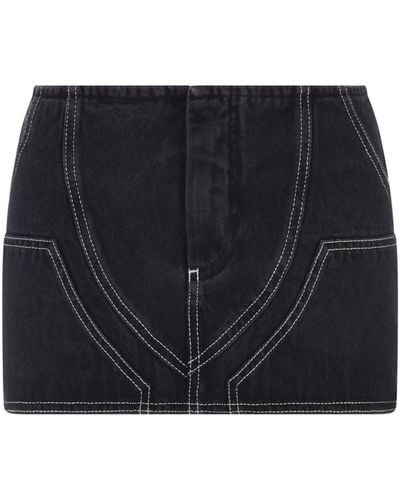 Off-White c/o Virgil Abloh Black Denim Mini Skirt With Contrasting Stitching - Blue