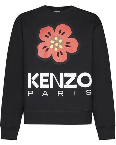 KENZO Flower Logo Cotton Sweatshirt - Black