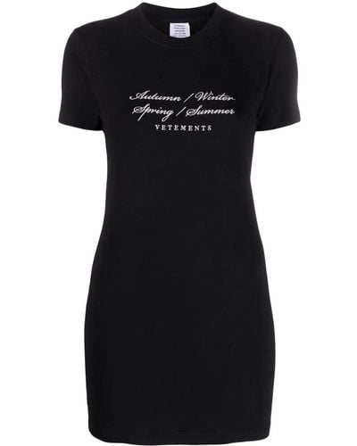 Vetements Graphic-print T-shirt Minidress - Black