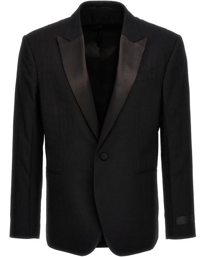 Versace Crocodile Jacquard Blazer Jackets - Black