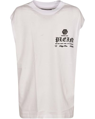 Philipp Plein Logo Round Neck T-Shirt - White