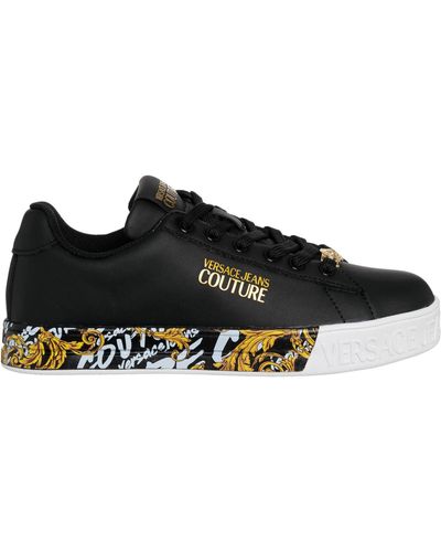 Versace Court 88 Logo Brush Couture Sneakers - Black
