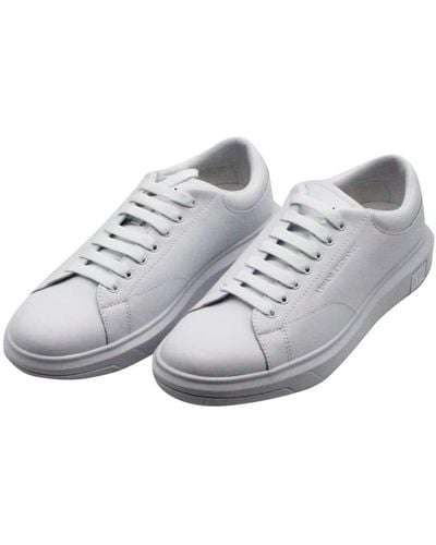 Armani Leather Trainers With Matching Box Sole And Lace Closure. Small Logo On The Tongue And Back - Grey