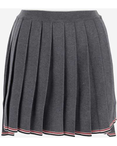 Thom Browne Wool Blend Pleated Skirt - Black