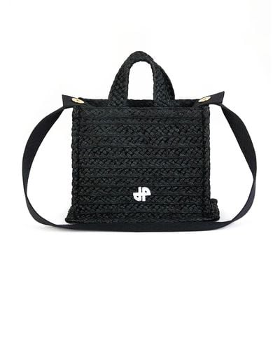 Patou Jp Raffia Tote Bag - Black