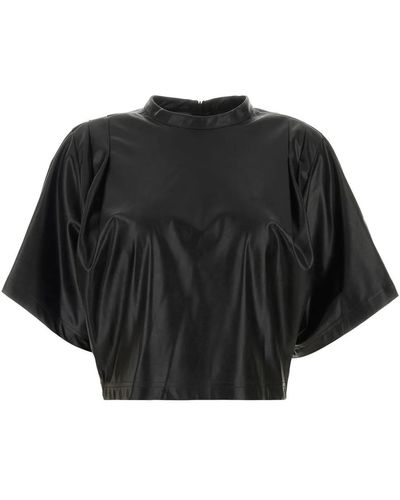 Isabel Marant Synthetic Leather Brooky T-Shirt - Black