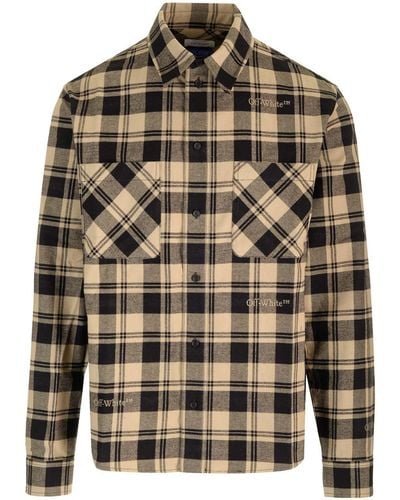 Off-White c/o Virgil Abloh Checked Flannel Shirt - Gray