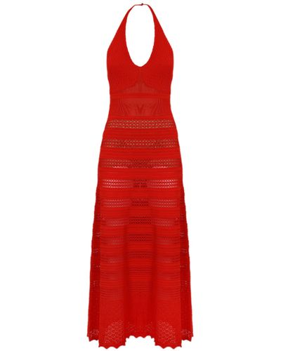 Twin Set Long Knitted Dress - Red