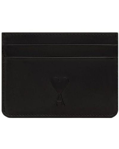 Ami Paris Card Holder In Palmellato Leather - Black
