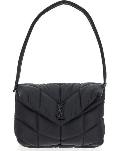 Saint Laurent Puffer Messenger Bag In Econylon Regenerated Nylon - Black