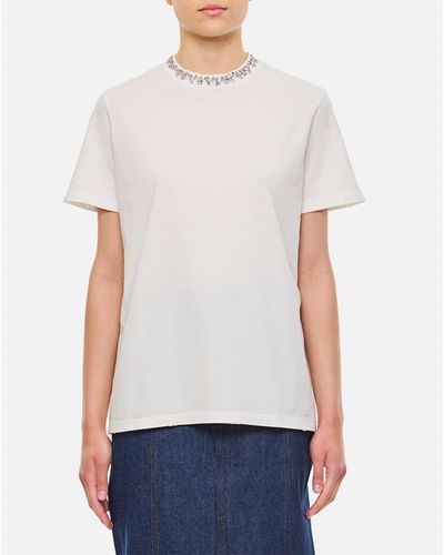 Golden Goose Regular Distressed Cotton T-Shirt With Embroidery - White