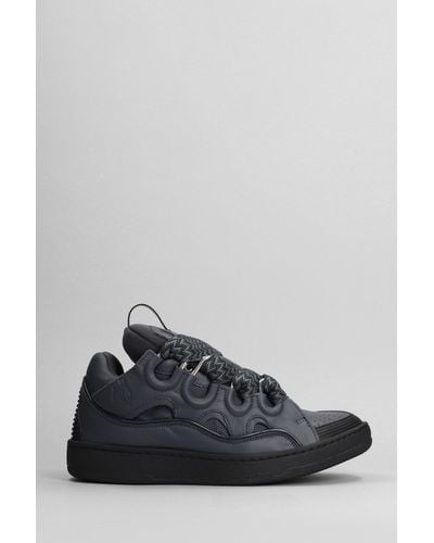 Lanvin Curb Sneakers In Gray Leather