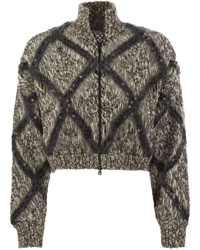 Brunello Cucinelli Knitted Wool-Blend Cardigan - Black