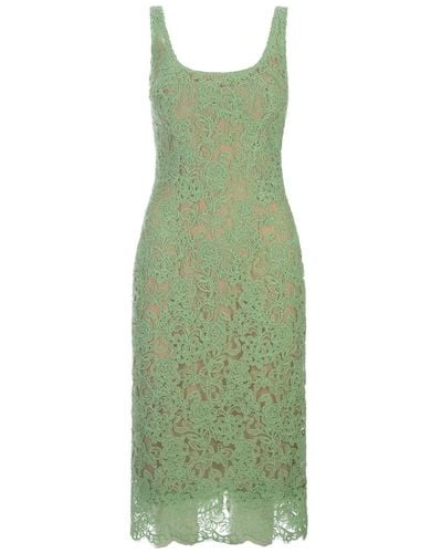 Ermanno Scervino Floral Lace Midi Dress - Green