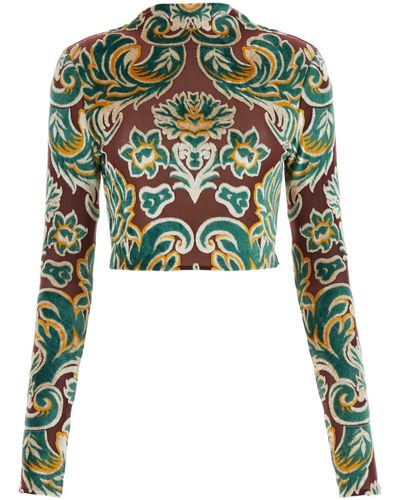 Etro Embroidered Tulle Top - Green