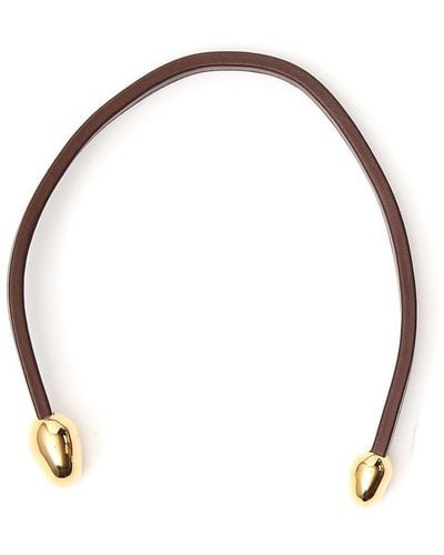Bottega Veneta Leather Open Necklace - Metallic