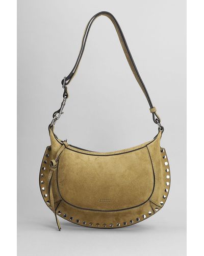 Isabel Marant Oskan Moon Shoulder Bag In Taupe Suede - Metallic