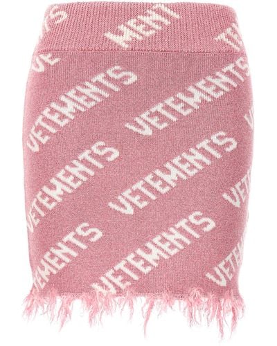 Vetements Iconic Lurex Monogram Skirts - Pink