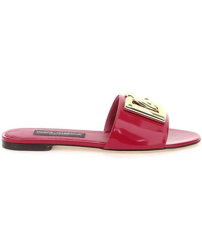 Dolce & Gabbana Patent Leather Slides - Pink