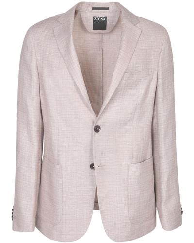 ZEGNA Wool-Linen Blazer - Pink