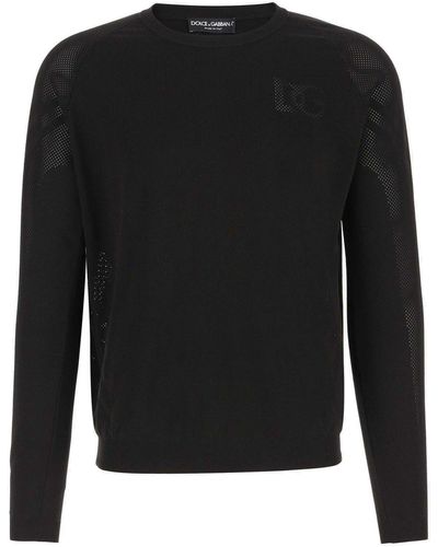 Dolce & Gabbana Perforated Detailed Crewneck Sweatshirt - Black