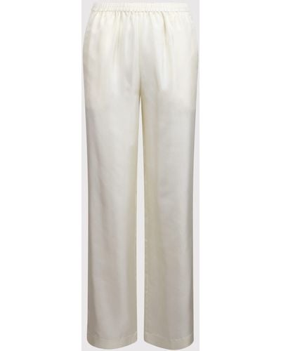 Loulou Studio Alera Wide-Leg Silk Trousers - White