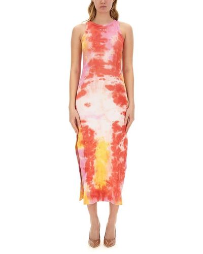MSGM Dress With Tie & Dye Treatment - Red