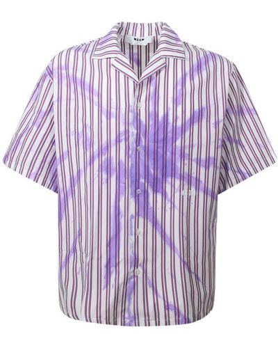 MSGM Striped Tie Dye Pattern Poplin Shirt - Purple