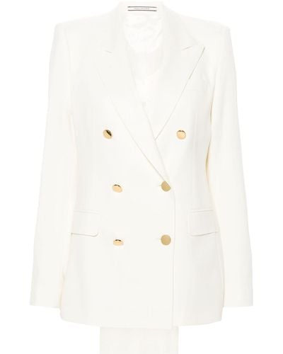 Tagliatore Ivory Double-Breasted Suit - White