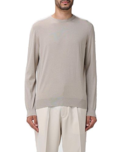 Zegna Crewneck Knitted Sweater - Gray