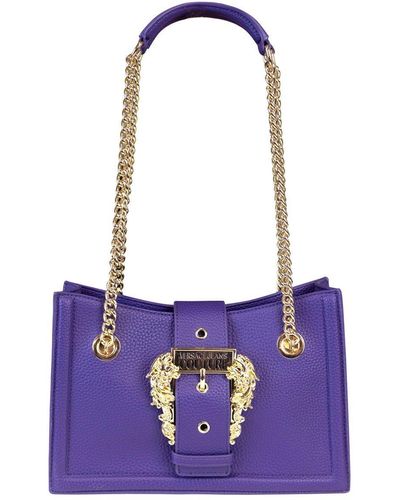 Versace Logo-engraved Chain Link Shoulder Bag - Purple