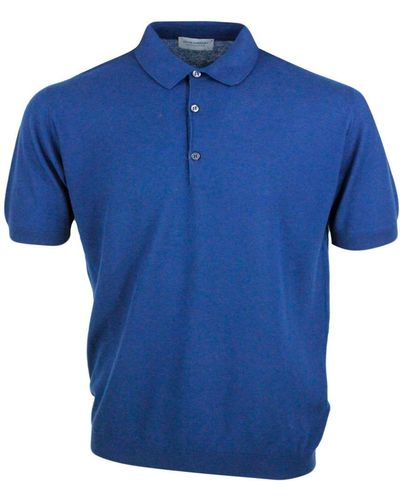 John Smedley Short-Sleeved Polo Shirt - Blue