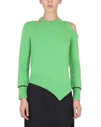 Alexander McQueen Sweater With Bare Shoulders - Green