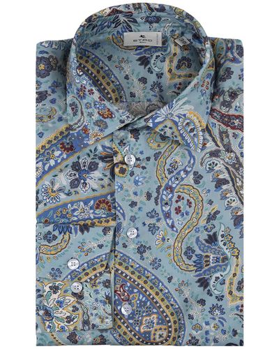 Etro Light Shirt With Paisley Print - Blue