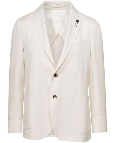 Lardini Jacket With Classic Collar And Pockets - White