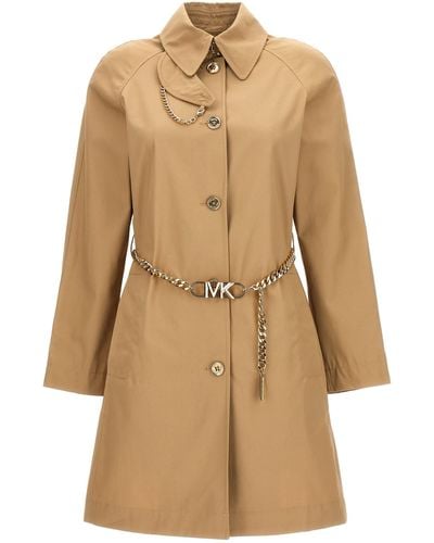 Michael Kors Chain Belt Trench Coat Coats, Trench Coats - Natural