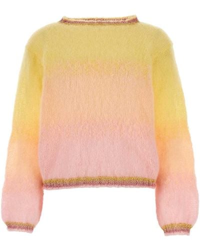 Rose Carmine Mohair Blend Sweater - Pink