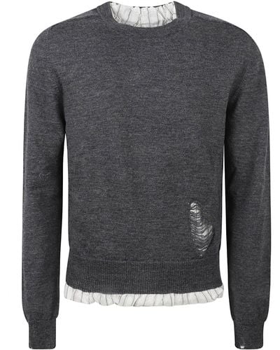 Maison Margiela Distressed Rib Sweatshirt - Gray