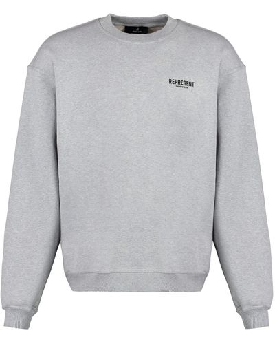 Represent Cotton Crew-Neck Sweatshirt With Logo - Gray