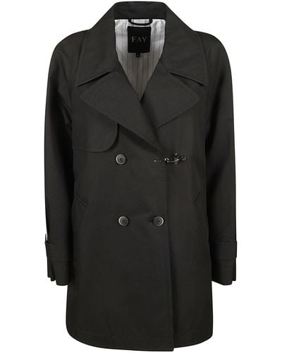 Fay Double-Breasted Short Coat - Black