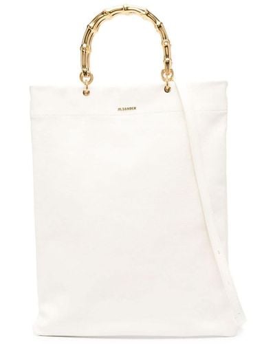 Jil Sander Tote Bag With Bamboo Handles - White