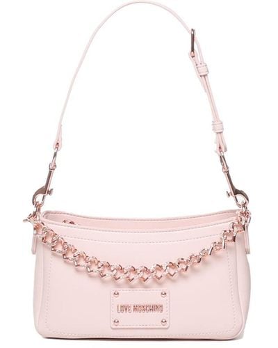 Love Moschino Love Handbag With Ton Sur Ton Chain - Pink