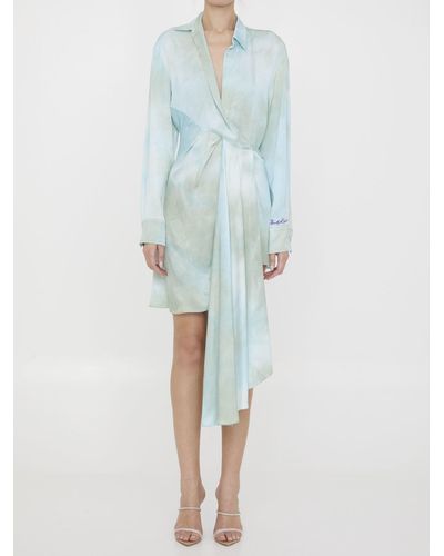 Off-White c/o Virgil Abloh Tie-dye Asymmetric Dress - Blue