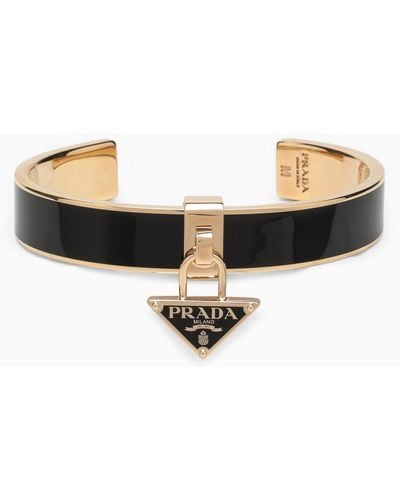 Prada Black\/gold Enamelled Brass Bracelet - Multicolour