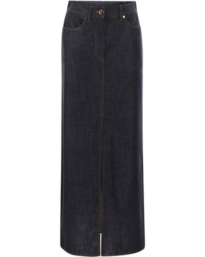 Brunello Cucinelli Long Five-Pocket Skirt - Blue