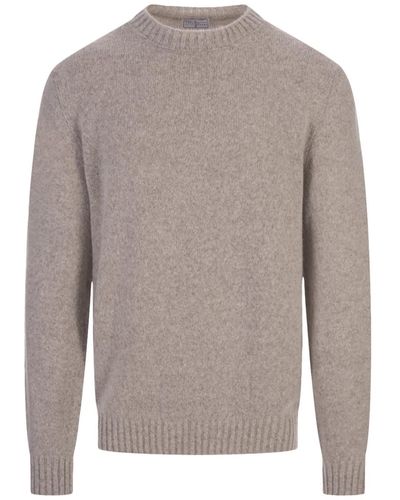 Fedeli Taupe Wool And Cashmere Pullover - Grey