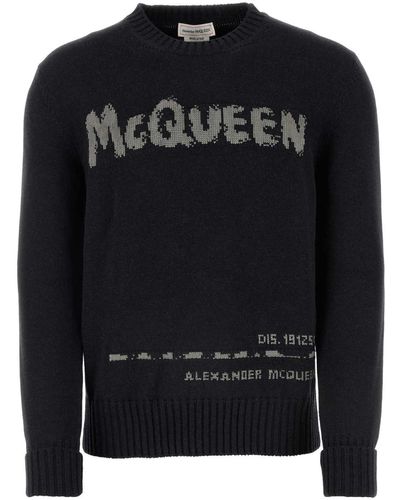 Alexander McQueen Charcoal Cotton Sweater - Black