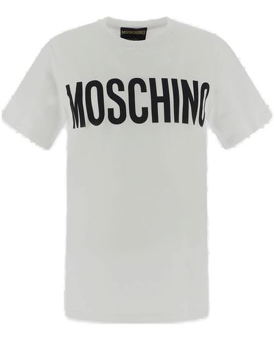 Moschino Logo Printed Crewneck T-shirt - Gray