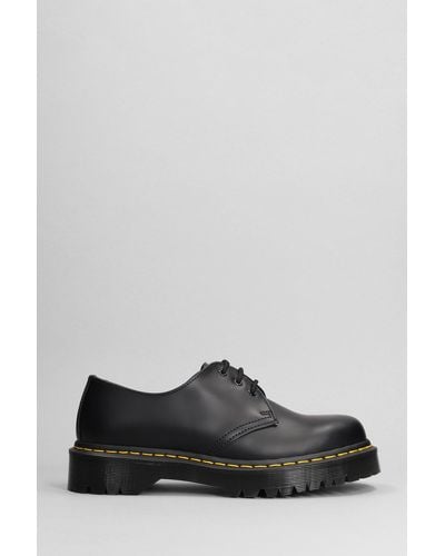 Dr. Martens 1461 Bex Lace Up Shoes In Black Leather - Gray